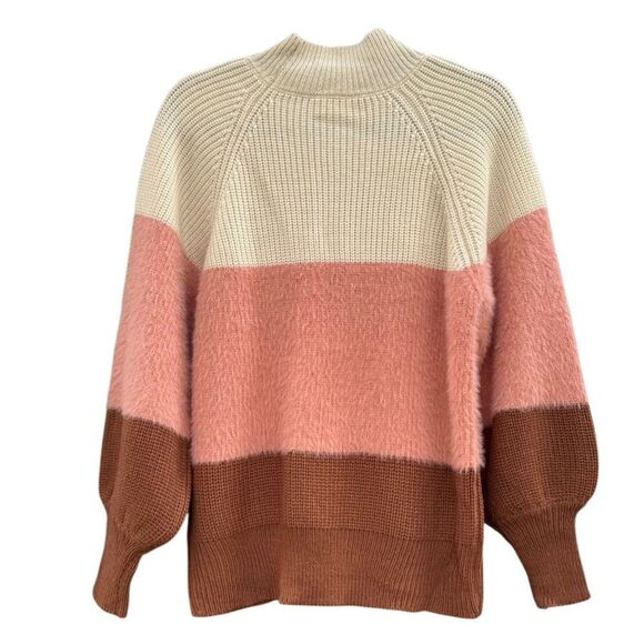 Vestique Women's Sweater Mock Neck Color Block Top Size Small - Picture 2 of 6